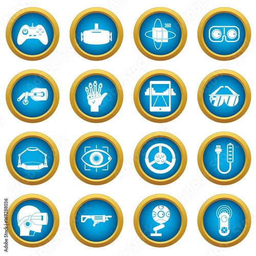 Virtual reality icons blue circle set Free Download Virtual reality icons blue circle set - GFXLoad