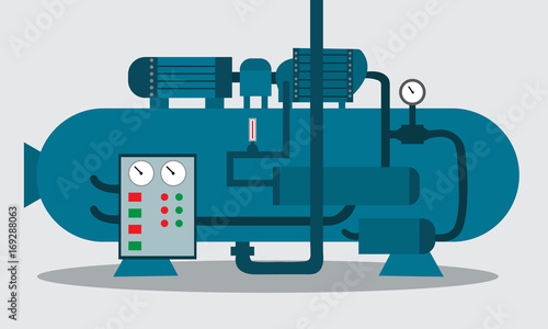 Compressor for storage of chemical. Vector illustration.