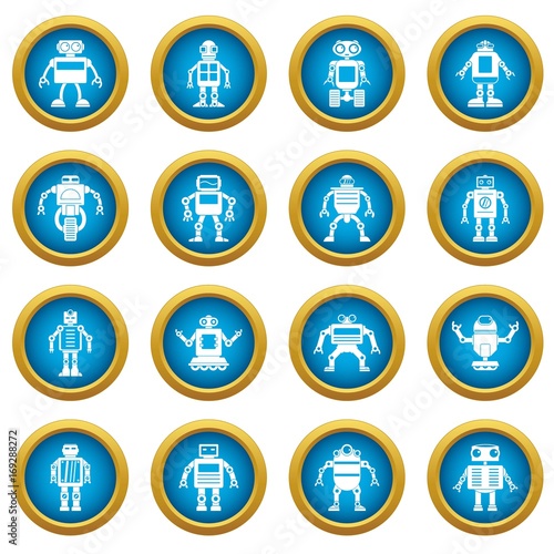 Robot icons blue circle set Free Download Robot icons blue circle set - GFXLoad