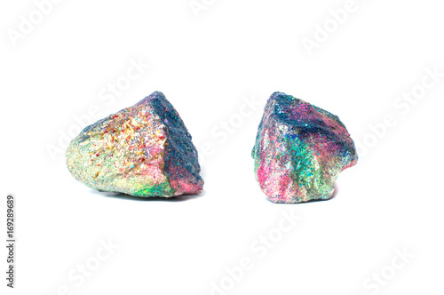 Multicolored stones on a white background