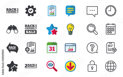 Back to school icons. Studies after the holidays.