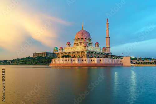 Malaysia., Putra mosque during sunset sky, Putrajaya