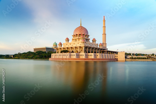 Malaysia., Putra mosque during sunset sky, Putrajaya
