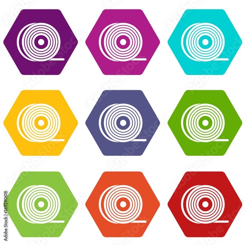 Abs or pla filament coil icon set color hexahedron