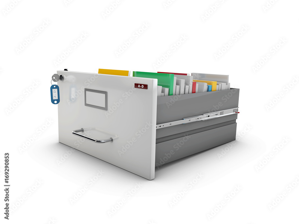 3d Illustration of the open drawer with books 3d Illustration of the open drawer with books