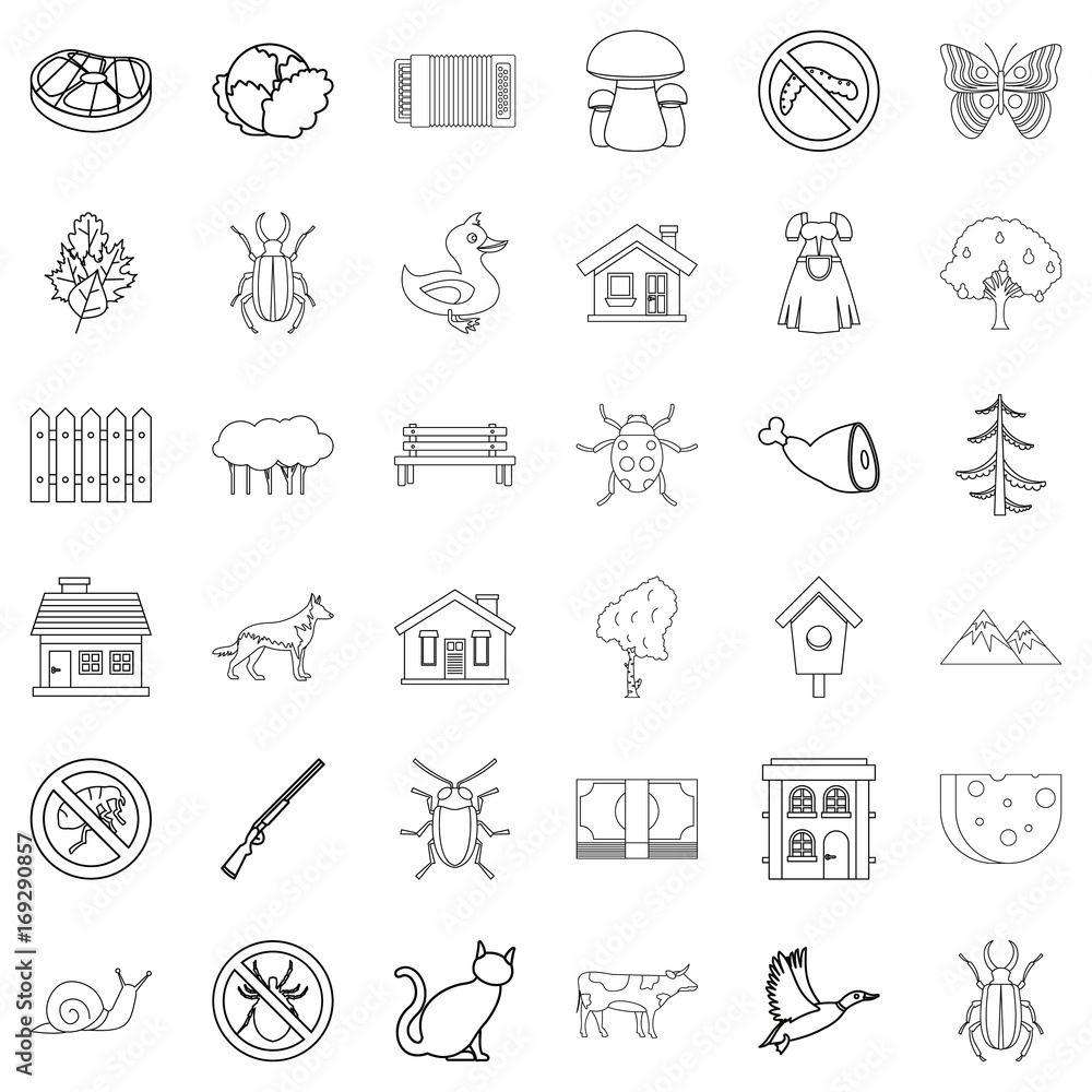 Weather icons set, outline style Weather icons set, outline style