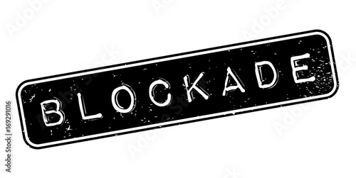 Blockade rubber stamp. Grunge design with dust scratches. Effects can be easily removed for a clean, crisp look. Color is easily changed.