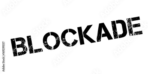 Blockade rubber stamp. Grunge design with dust scratches. Effects can be easily removed for a clean, crisp look. Color is easily changed.