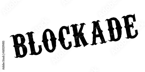 Blockade rubber stamp. Grunge design with dust scratches. Effects can be easily removed for a clean, crisp look. Color is easily changed.