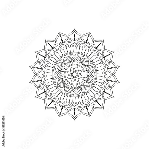 Flower Mandala. Vintage decorative elements. Oriental pattern, vector illustration. Islam, Arabic, Indian, moroccan,spain, turkish, pakistan, chinese, mystic, ottoman motifs. Coloring book page