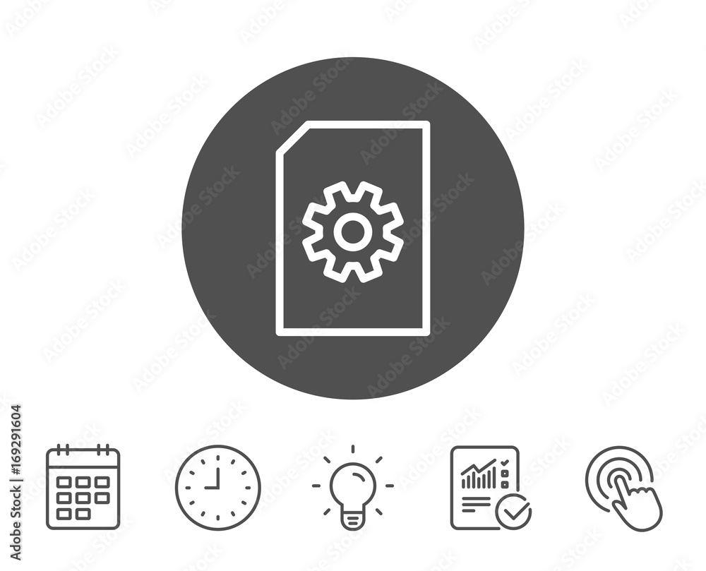 Document Management icon. File with Cogwheel. Document Management icon. File with Cogwheel.