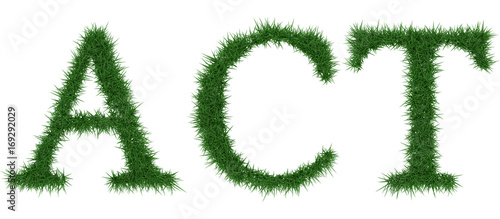 Act - 3D rendering fresh Grass letters isolated on whhite background.
