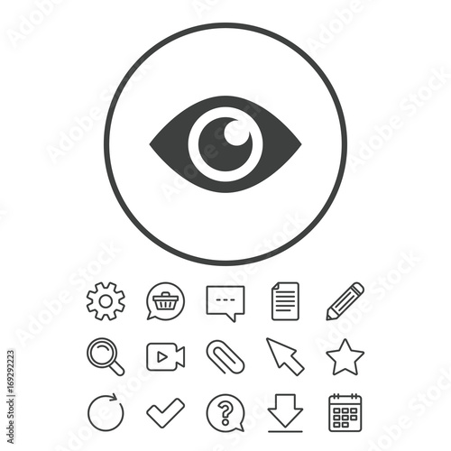 Eye sign icon. Publish content button.
