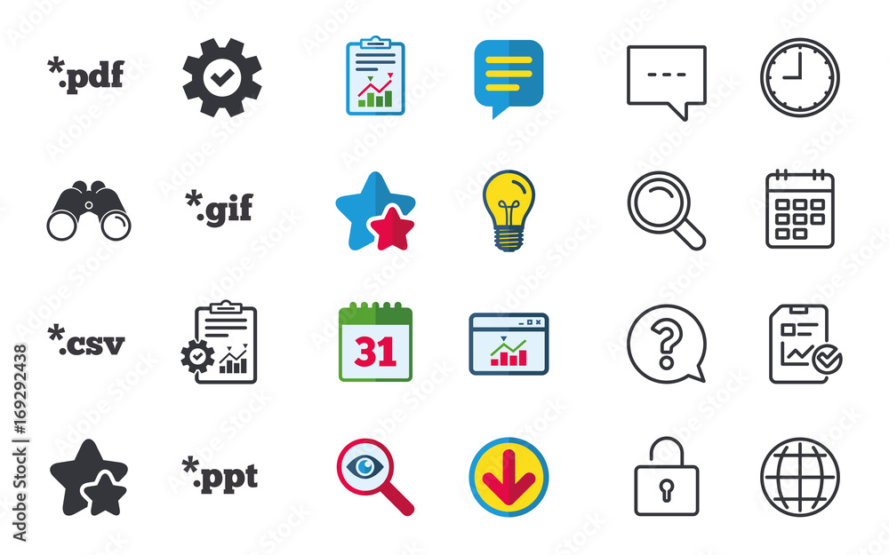 Document signs. File extensions symbols. Document signs. File extensions symbols.