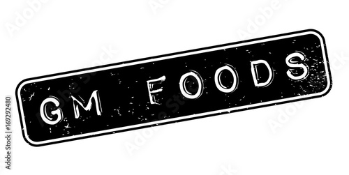 Gm Foods rubber stamp. Grunge design with dust scratches. Effects can be easily removed for a clean, crisp look. Color is easily changed.