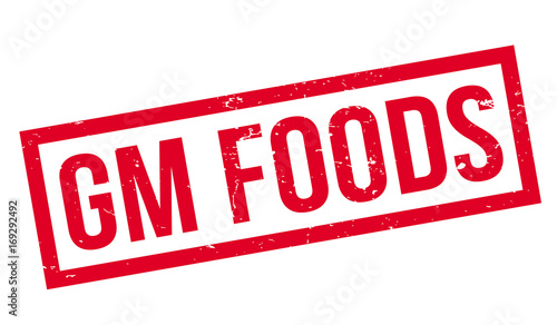 Gm Foods rubber stamp. Grunge design with dust scratches. Effects can be easily removed for a clean, crisp look. Color is easily changed.