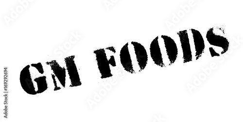Gm Foods rubber stamp. Grunge design with dust scratches. Effects can be easily removed for a clean, crisp look. Color is easily changed.