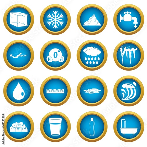 Water icons blue circle set