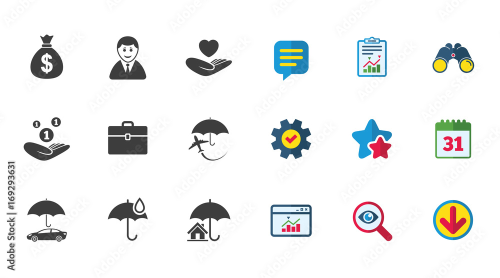 Insurance icons. Life, Real estate and House. Insurance icons. Life, Real estate and House.