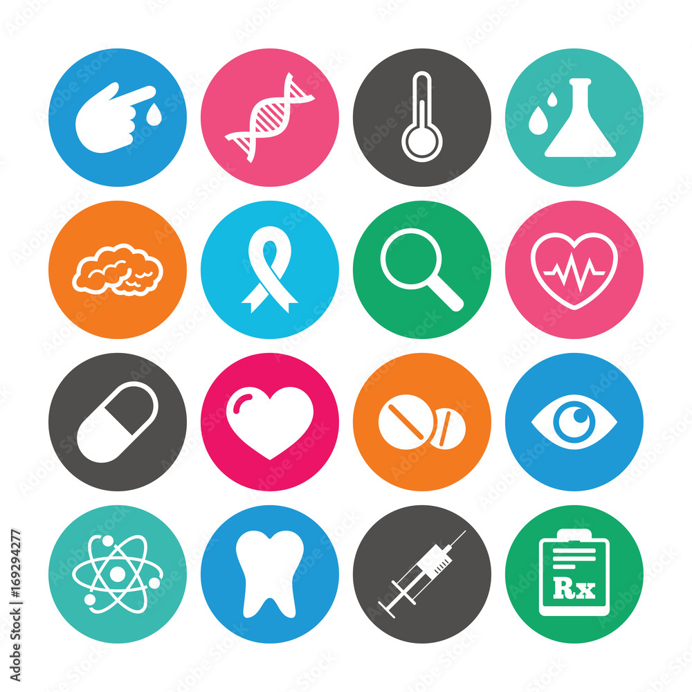 Set of Healthcare, Medicine and Diagnosis icons.