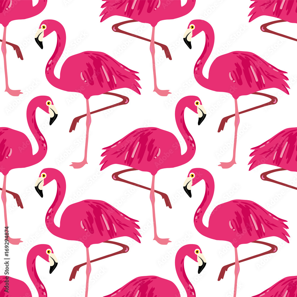 Naklejka premium Vector seamless pattern with flamingos