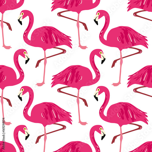 Vector seamless pattern with flamingos
