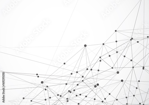 Abstract futuristic low poly connecting structure dots and lines on white background. Vector illustration