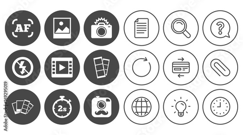 Photo, video icons. Camera, photos and frame.