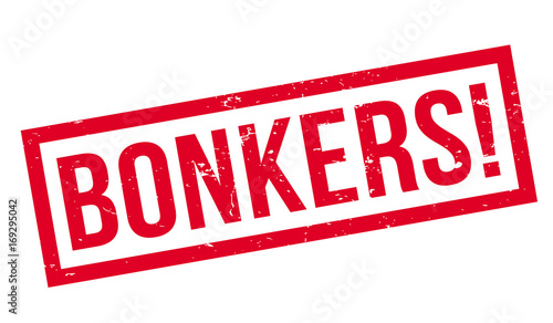 Bonkers rubber stamp. Grunge design with dust scratches. Effects can be easily removed for a clean, crisp look. Color is easily changed.