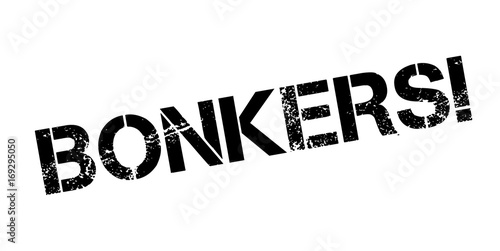 Bonkers rubber stamp. Grunge design with dust scratches. Effects can be easily removed for a clean, crisp look. Color is easily changed.