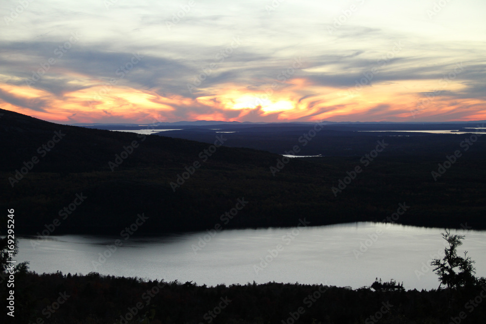 Fototapeta premium Sunset Cadillac Mountain, Acadia National Park