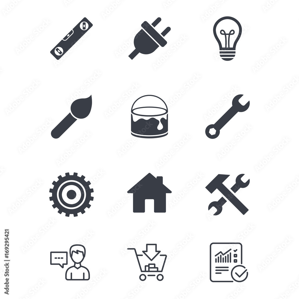 Repair, construction icons. Hammer, wrench tool. Repair, construction icons. Hammer, wrench tool.