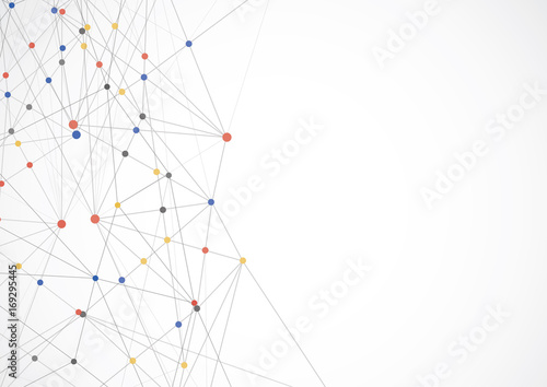 Abstract futuristic low poly connecting structure dots and lines on white background. Vector illustration