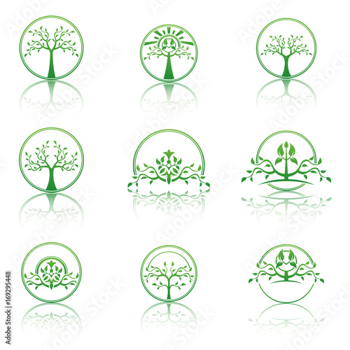 Set of abstract  trees. Eco lifestyle concept illustration.