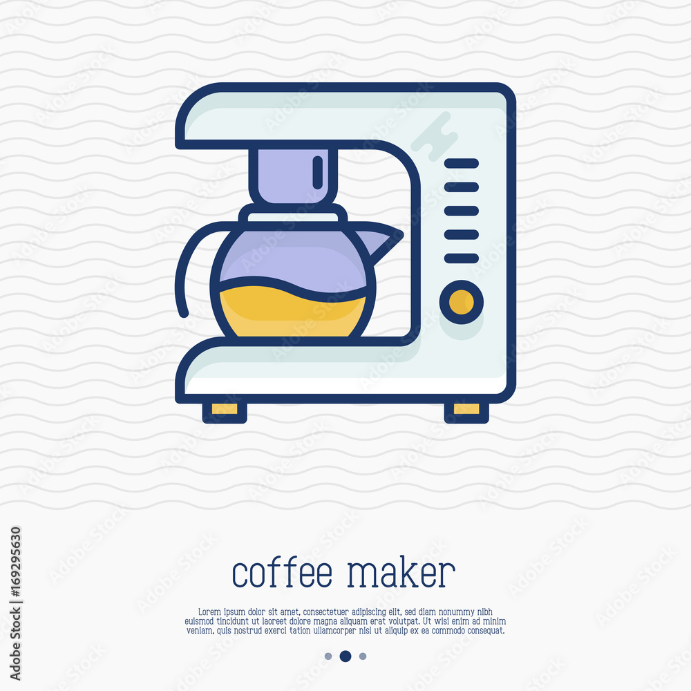 Coffee maker thin line icon. Simple vector illustration of homa appliance.