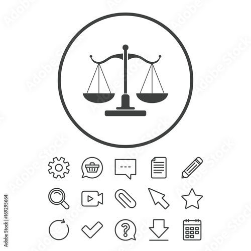 Scales of Justice sign icon. Court of law symbol.