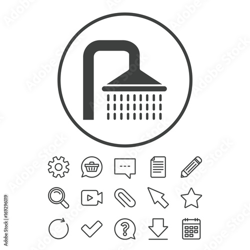 Shower sign icon. Douche with water drops symbol.