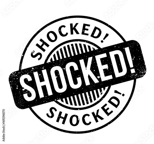 Shocked rubber stamp. Grunge design with dust scratches. Effects can be easily removed for a clean, crisp look. Color is easily changed.