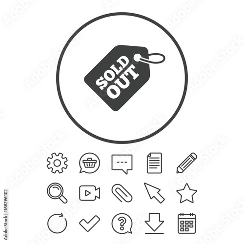 Sold out tag icon. Shopping message sign.