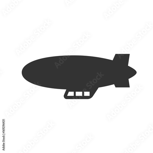 Black isolated silhouette of dirigible on white background. Icon of side view of airship.