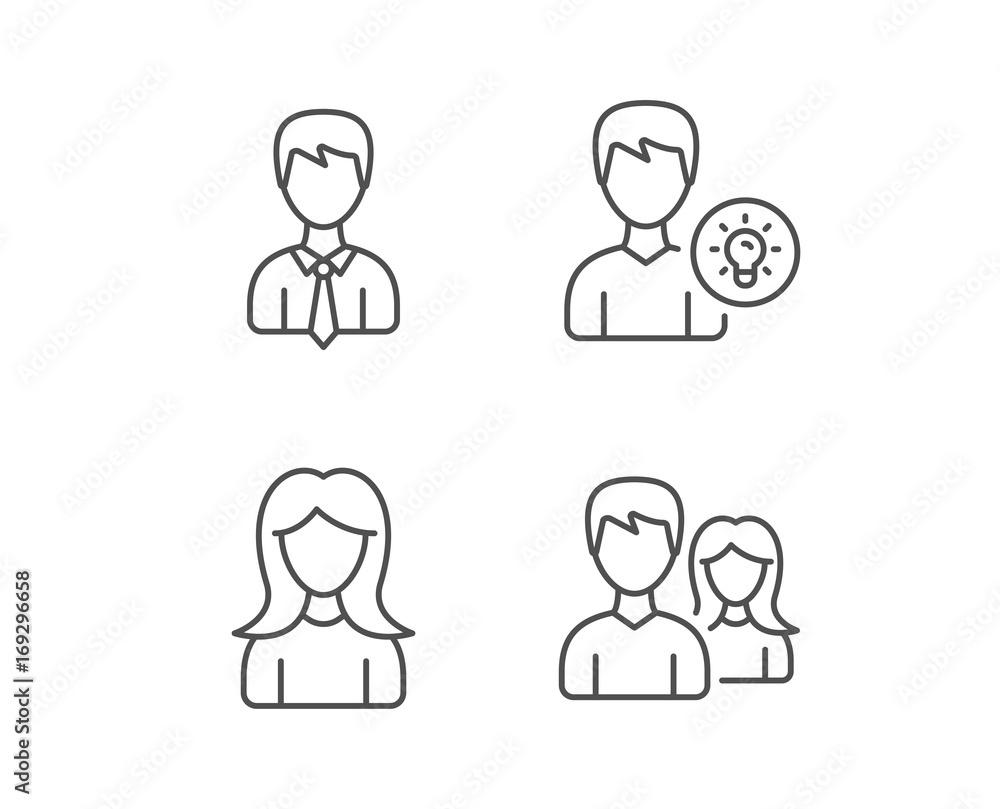 Male and Female, Profile and Couple icons. Male and Female, Profile and Couple icons.