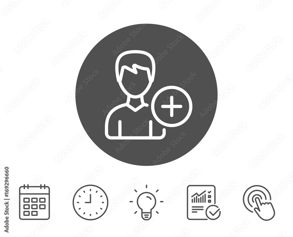 Add User line icon. Profile Avatar sign. Add User line icon. Profile Avatar sign.