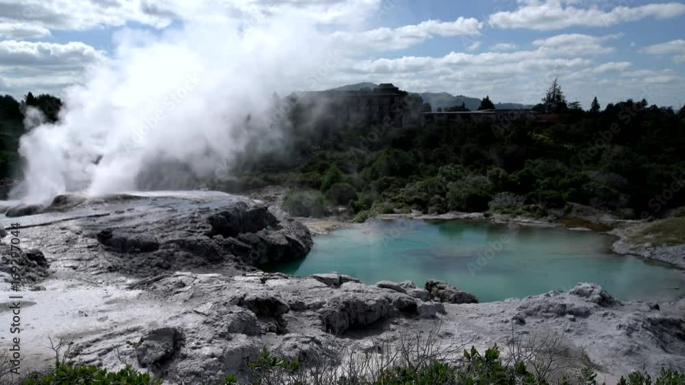 Geyser Rotorua in New Zealand. Underground source of natural hot water Geyser Rotorua in New Zealand. Underground source of natural hot water