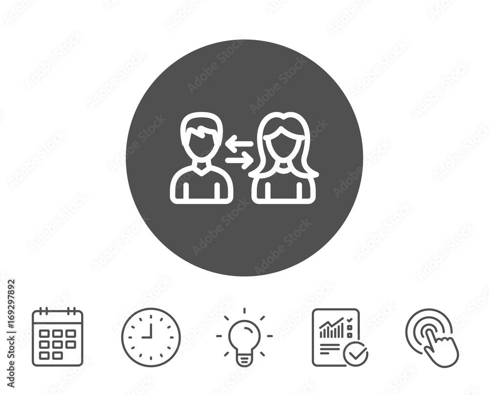 Teamwork line icon. Profile Avatar sign.