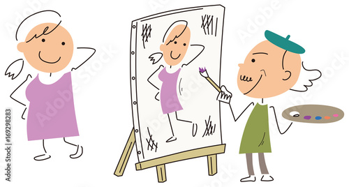 モデルを少し変えて描く画家