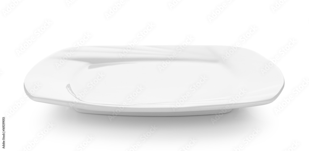 Empty white plate isolated on a white background Empty white plate isolated on a white background