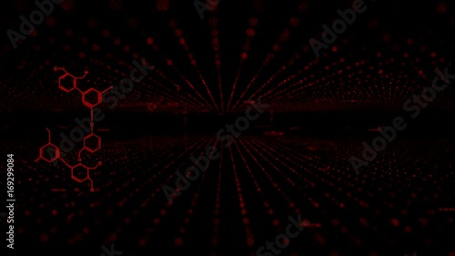 4K Dot Particle and medical chemistry chain flow and moving for futursitic and tectnology abstract background photo