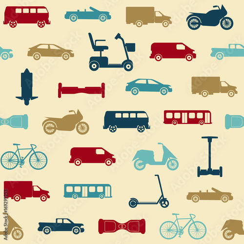 Seamless pattern with transport icons