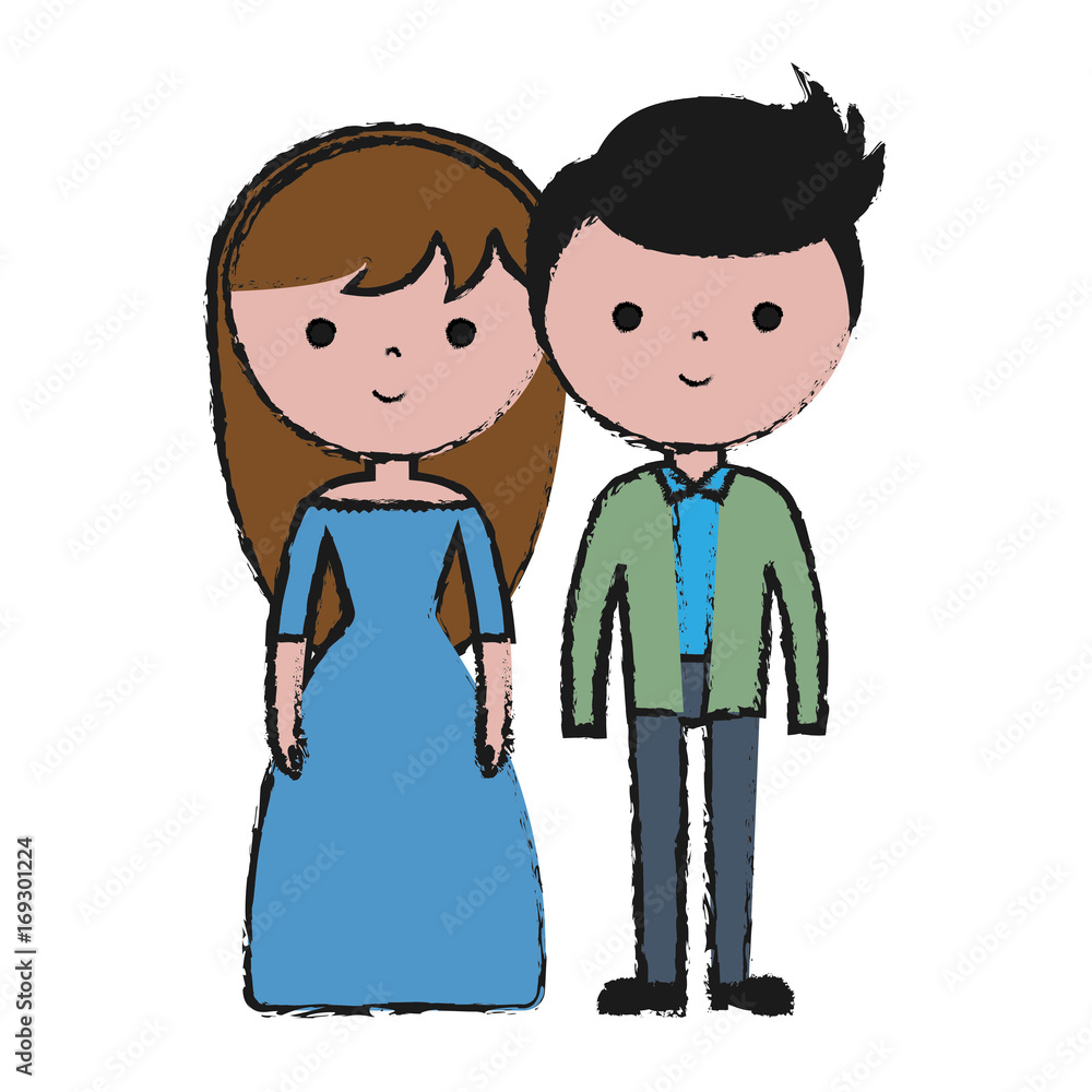 couple of man and woman icon over white background colorful design vector illustration