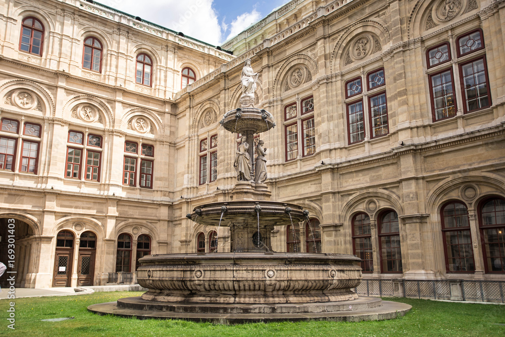 The vintage fountain in front of the Vienna Opera, Vienna, Austria
